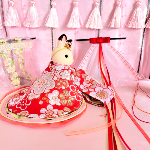500 ひなまつり シルバニア着せ替えお着物〈お姫様〉十二単 緋色