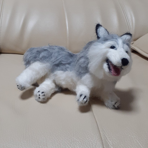 羊毛フェルト ハンドメイド シベリアンハスキー 犬の通販 by
