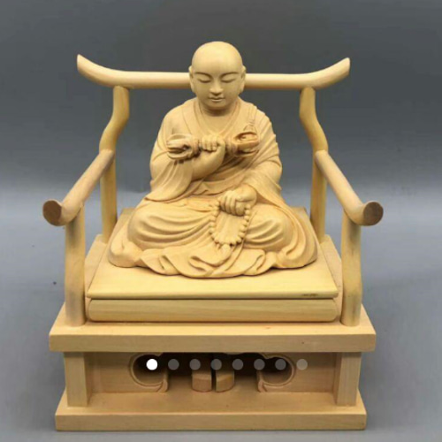 最高級 木彫仏像空海法師座像 彫刻 一刀彫 天然木檜材 仏師で仕上げ C