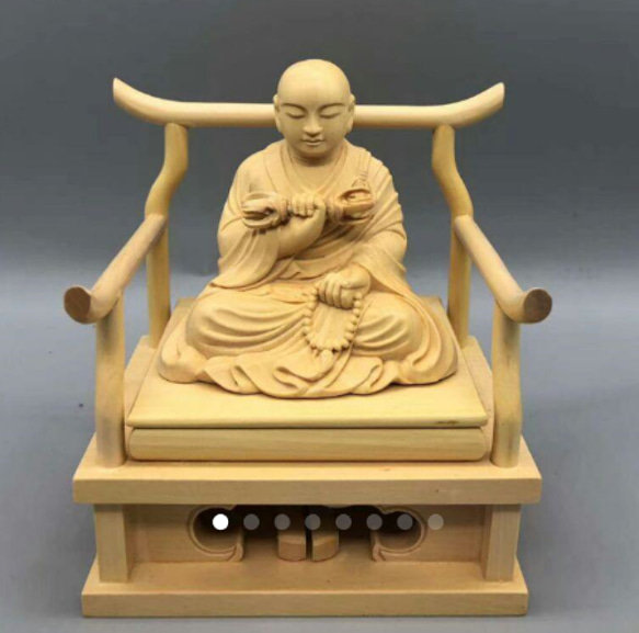 最高級 木彫仏像空海法師座像 彫刻 一刀彫 天然木檜材 仏師で仕上げ C