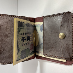 コンパクト札はさみ財布　ミニマリスト向け　本革 6枚目の画像