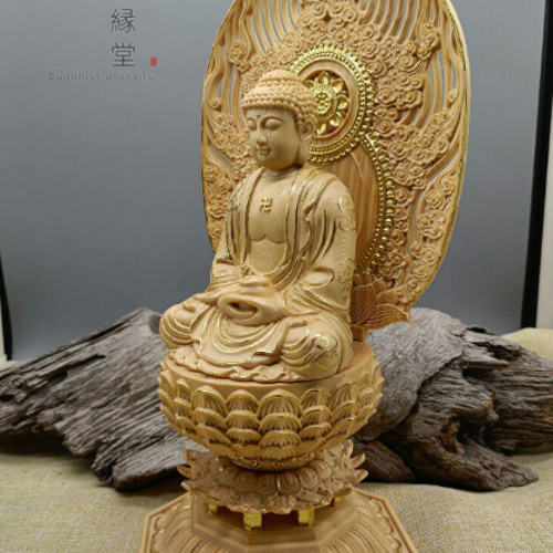 最高級 木彫仏像釈迦如来像 釈迦牟尼仏 彫刻 本金 切金 豪華