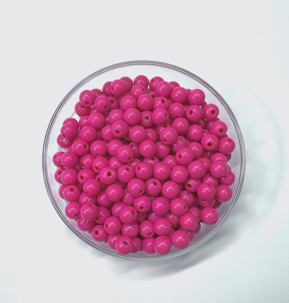 8mm 100個】全18色展開 13.マゼンタ 単色アクリルビーズ ビーズ 資材屋