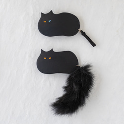 【選擇尾巴和眼睛】貓咪髮夾 /  黑 第1張的照片