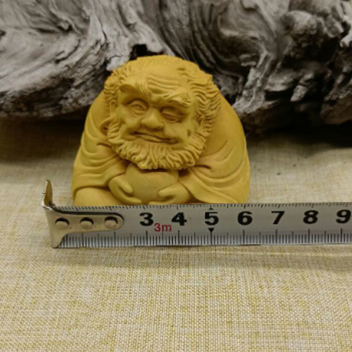 極上彫 木彫り だるま置物 達磨大師 ミニ彫刻 仏教工芸品 柘植材 C