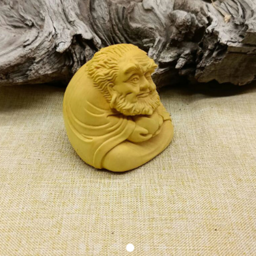 極上彫 木彫り だるま置物 達磨大師 ミニ彫刻 仏教工芸品 柘植材 C