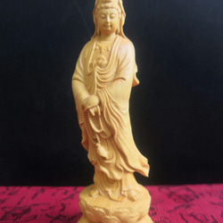 【修縁堂】 鎮宅辟邪 蓮華丸台座 浄瓶観音 木彫仏教 仏教工芸品 修縁堂】 鎮宅辟邪 蓮華丸台座 浄瓶観音 木彫仏教 仏教工芸