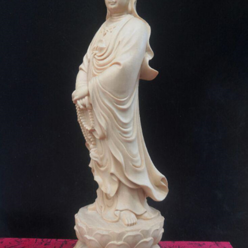 観世音供養 彫刻工芸品? 崖柏木彫 観音菩薩 開運風水u64f