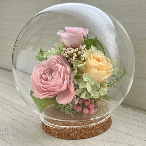 プリザーブドフラワー ガラスドーム アレンジメント 誕生日プレゼント