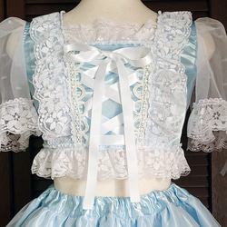 アイドル衣装 水色×白 編み上げリボン オリジナル ハンドメイド コスプレ衣装 ロリータ ロリィタ 2枚目の画像