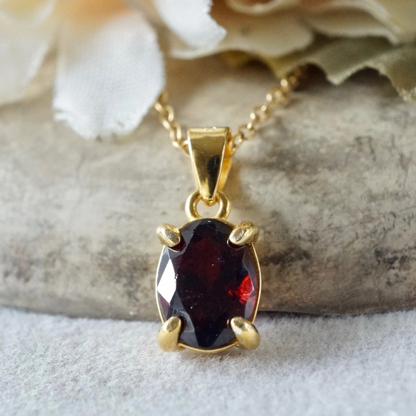 ガーネット　ペンダントトップ　18金 1月誕生石 ガーネット ペンダントトップ 18kゴールドプレーテド