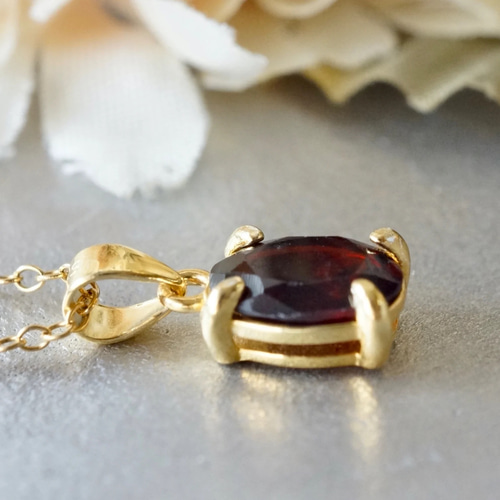1月誕生石 ガーネット ペンダントトップ 18kゴールドプレーテド