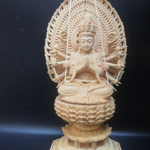 彫刻仏像 八大守護神【千手観音】干支ネズミ守護神 観音像 観音菩薩