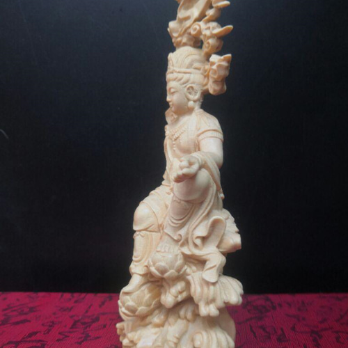 彫刻仏像 水月観音 観音像 観音菩薩 仏教木彫 精密細工 風水 C 彫刻 木