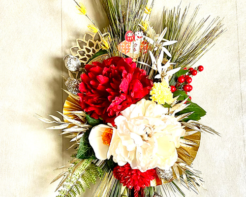 お正月リース♪No.22 No.wreath-15504/迎春しめ縄リース(正月) 22-(14) 57x29cm/アーティ