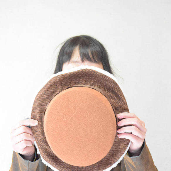 Felt x Tweed x Faux Fur Canoche (棕色) [PL1741-BW] 第9張的照片