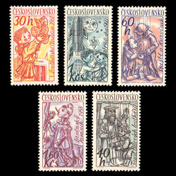 影絵 童話おとぎ話 オランダ 1963年 外国切手5種 未使用【古切手