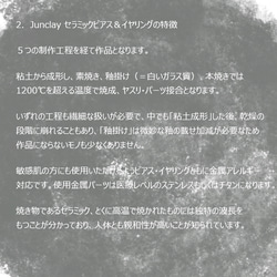 Junclay 翼（ツバサ）　軽量 セラミック　グレー ホワイト　金属アレルギー対応 ピアス イヤリング 陶　羽根 12枚目の画像