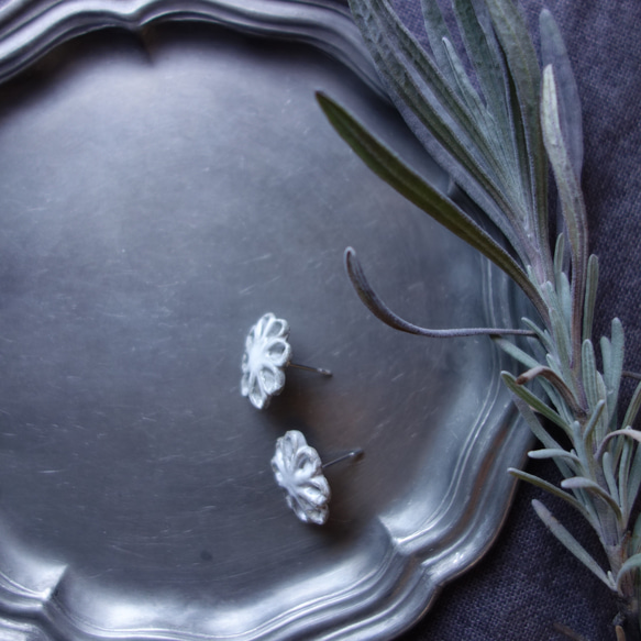Junclay“洋甘菊”輕質陶瓷灰白色防過敏金屬耳環陶瓷花 第4張的照片