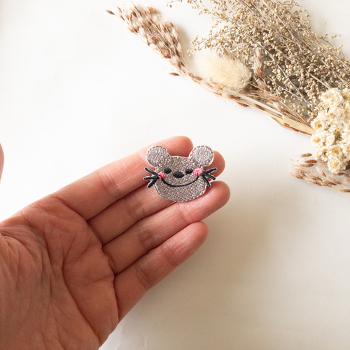 グレーねずみ ワッペン 3枚入り その他入園グッズ デコリエ工房 通販