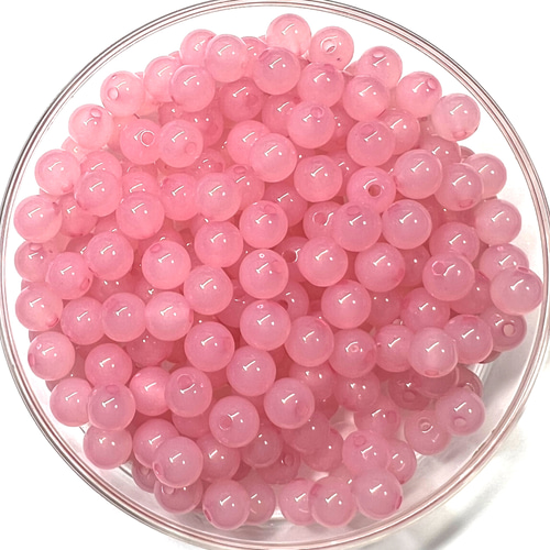 8mm 80個】全13色展開 9.ピンク ジェイド(翡翠)風アクリルビーズ 単色