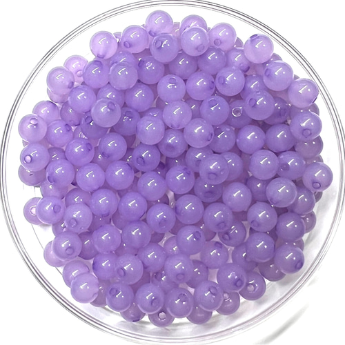 8mm 80個】全13色展開 13.パープル ジェイド(翡翠)風アクリルビーズ