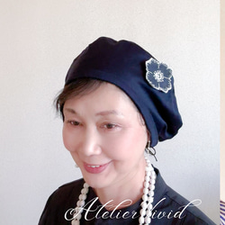 [客製化] 時尚絲帶貝雷帽護理帽黑色，適合入學典禮、畢業典禮、派對、邀請函 第3張的照片