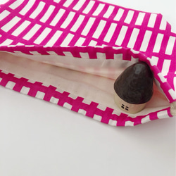 格子柄ピンク　お弁当袋&コップ袋セット 3枚目の画像