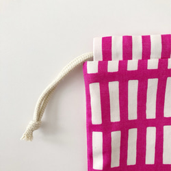 格子柄ピンク　お弁当袋&コップ袋セット 6枚目の画像