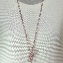 【再販】淡水真珠 シャンパンピンク120cm超ロングネックレス✣ピアスorイヤリング付き✣ 8枚目の画像