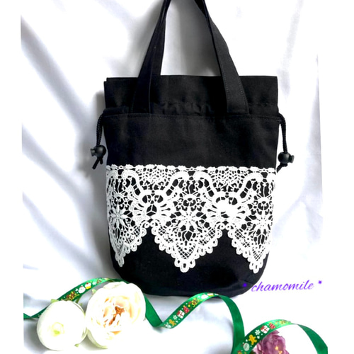 訳あり 》＊ ふっくら可愛い／まるいフォルムのフリル巾着 レース  