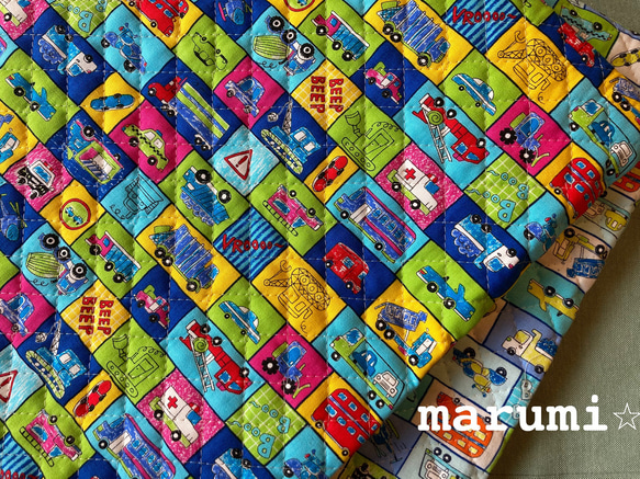送料無料】108×50☆ｷﾙﾃｨﾝｸﾞ☆働く車inカーBOX☆2色 生地 marumi☆生地