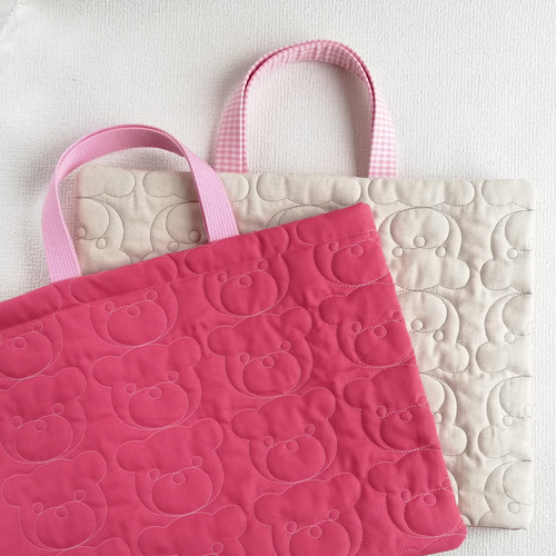 お嬢様用　オール手刺繍　クマさんのレッスンバッグ crux-110926.jpg