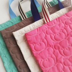 セミオーダー 持ち手が選べる くま柄キルティング 通園バック レッスン