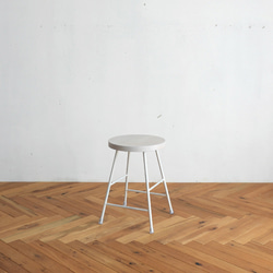 高さ変更可能》【ホワイト】ハイスツール/アイアン・ウッド（白脚