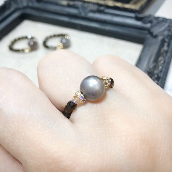 No.38　パワーストーン　お守り　リング 再販2】【新月、希望の光、新しいことを始める時のお守りに】ブラック