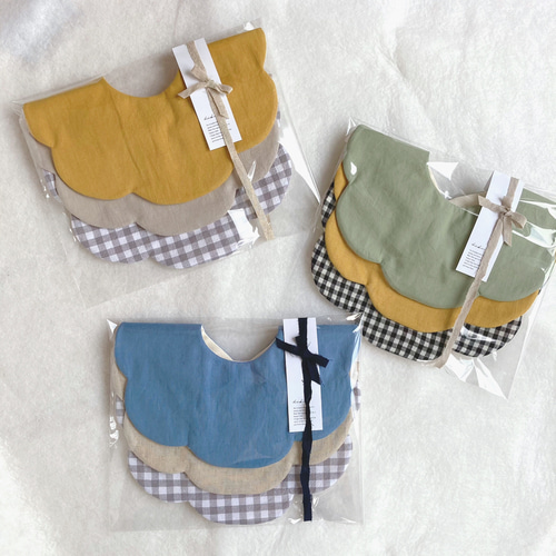 出産祝いにオススメ＊* スタイ3枚set もくもく シンプル ギフト ビブ