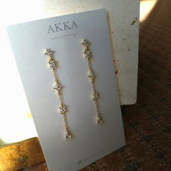 18kgp◆Flower chain otona earrings フラワーチェーンイヤリングロングジルコニア大人っぽい 16枚目の画像