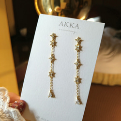 18kgp◆Flower chain otona earrings フラワーチェーンイヤリングロングジルコニア大人っぽい 2枚目の画像