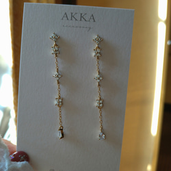 18kgp◆Flower chain otona earrings フラワーチェーンイヤリングロングジルコニア大人っぽい 15枚目の画像