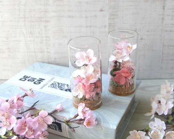 Creema限定 2個セット ガラスボトルの中のお花見(桜) 3枚目の画像