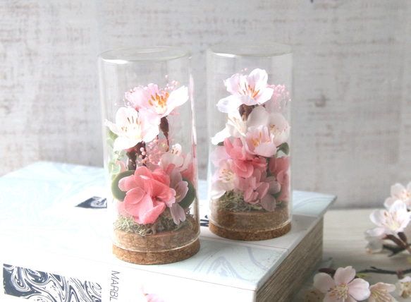 Creema限定 2個セット ガラスボトルの中のお花見(桜) 2枚目の画像