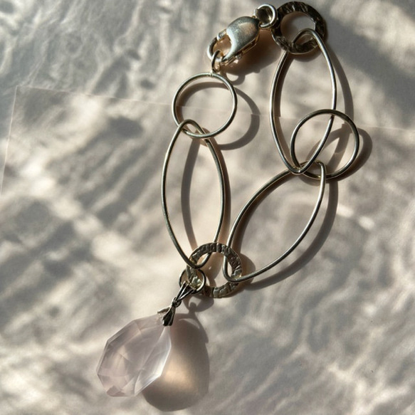 italian vintage bracelet  (rose quartz) silver925 3枚目の画像