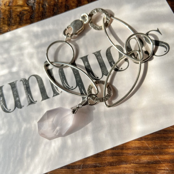 italian vintage bracelet  (rose quartz) silver925 10枚目の画像