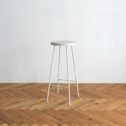 高さ変更可能》【ホワイト】ハイスツール/アイアン・ウッド（白脚