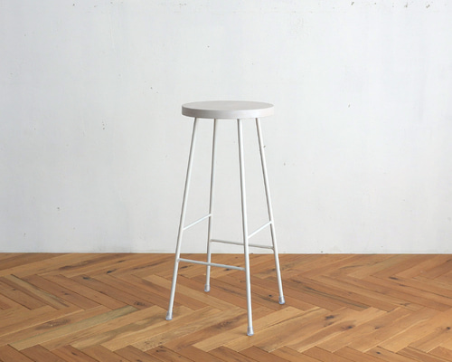 高さ変更可能》【ホワイト】ハイスツール/アイアン・ウッド（白脚