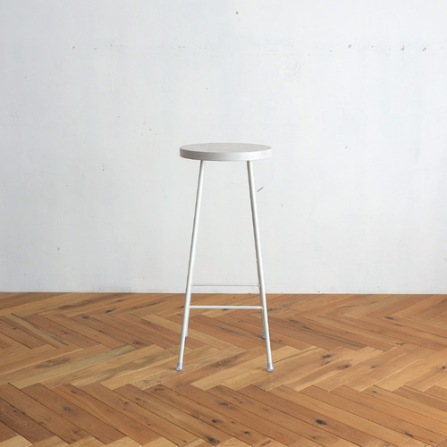 高さ変更可能》【ホワイト】ハイスツール/アイアン・ウッド（白脚