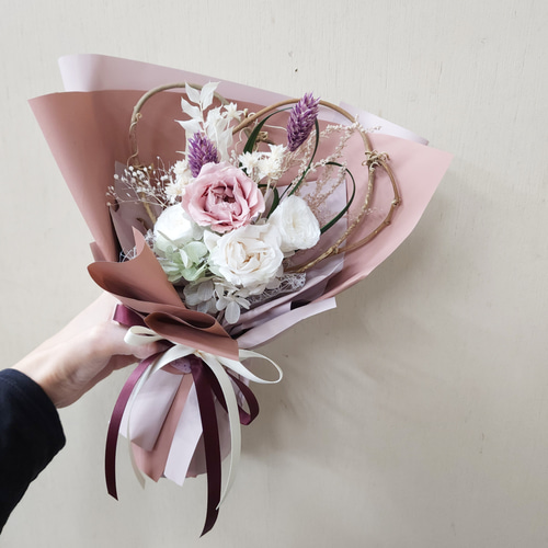 ハートブーケ：ギフトにもおすすめ！ドライ・プリザーブドフラワーの