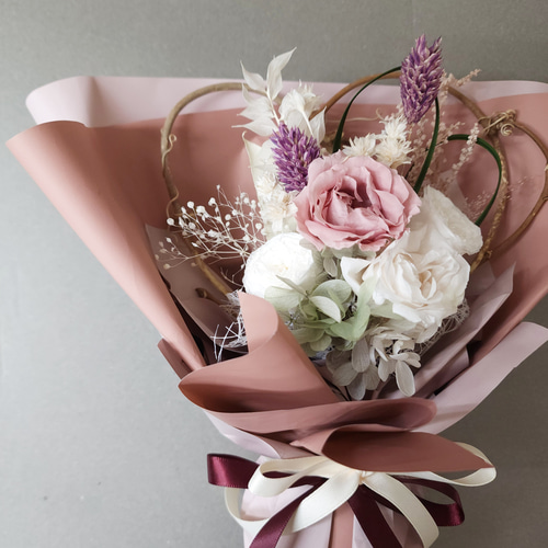 ハートブーケ：ギフトにもおすすめ！ドライ・プリザーブドフラワーの