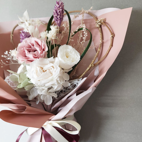 ハートブーケ：ギフトにもおすすめ！ドライ・プリザーブドフラワーの